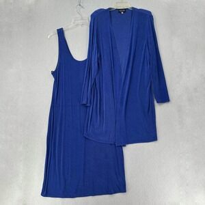 Vintage Onyx Nite Dress Set Womens 14‎ Slinky Knit Evening Blue